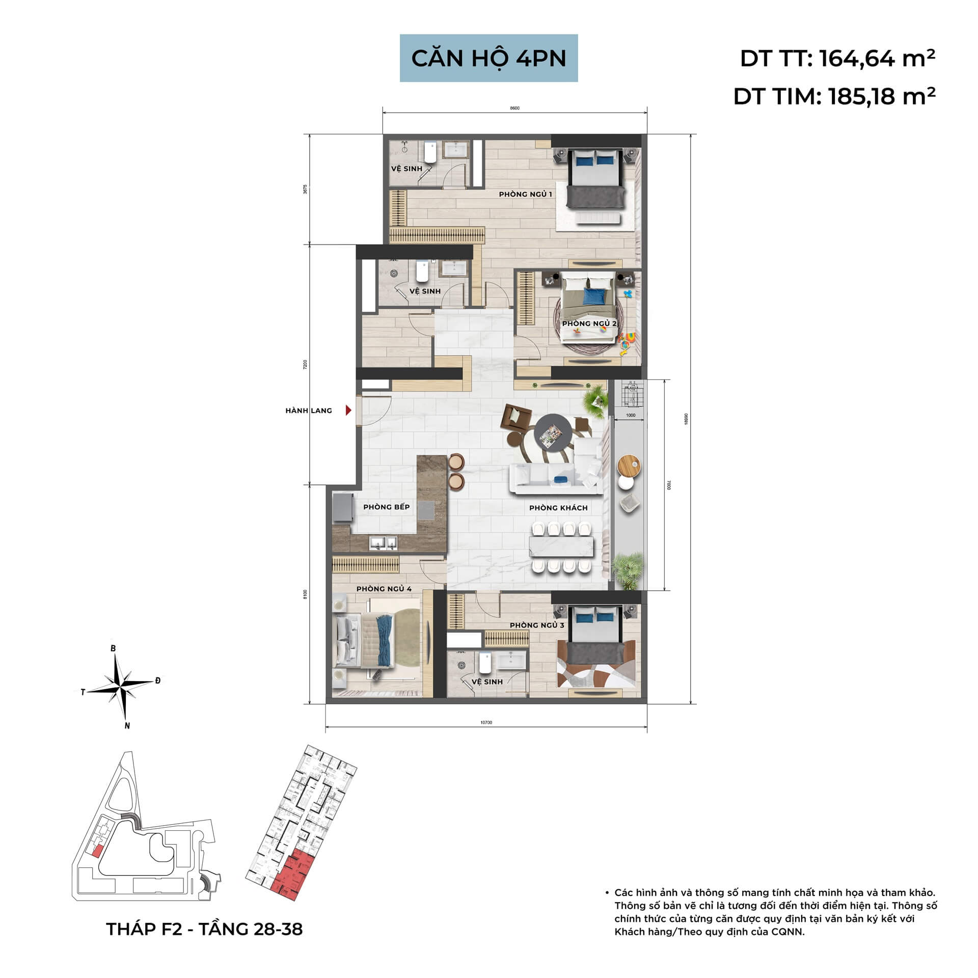 thiết kế căn hộ 4 phòng ngủ dự án Taseco Mê Linh